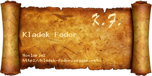 Kladek Fodor névjegykártya